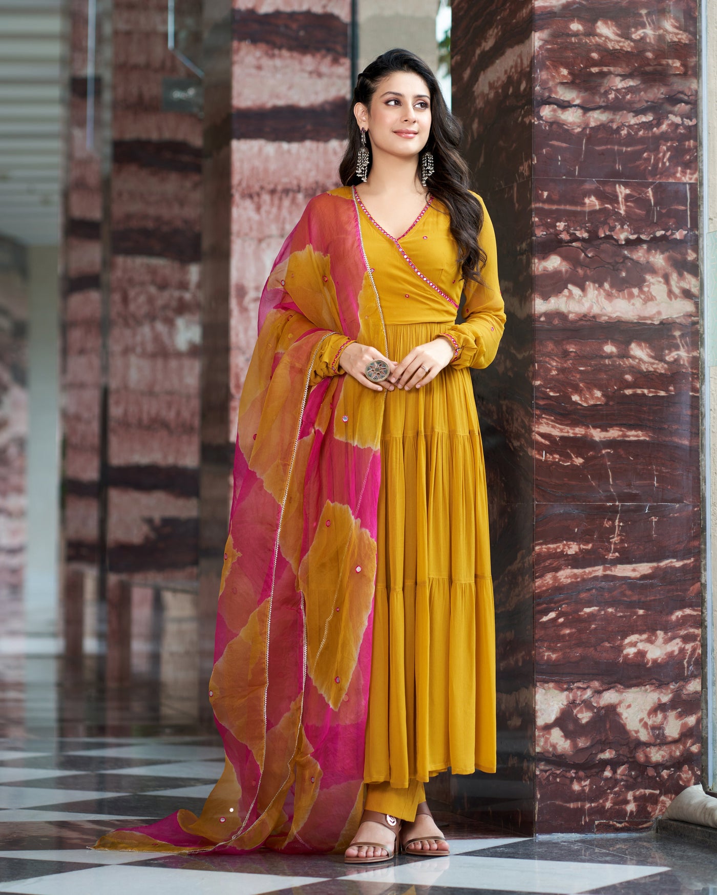 Umang Mustard Yellow Embroidered Georgette Suit Set