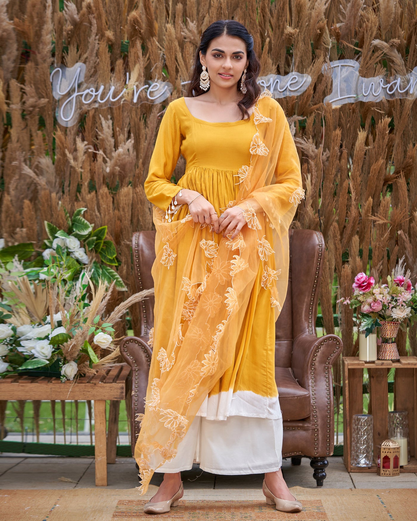 Aaira Musturd Yellow Solid Silk Suit Set