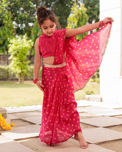 Twisted Bliss Pink Silk Draped Saree