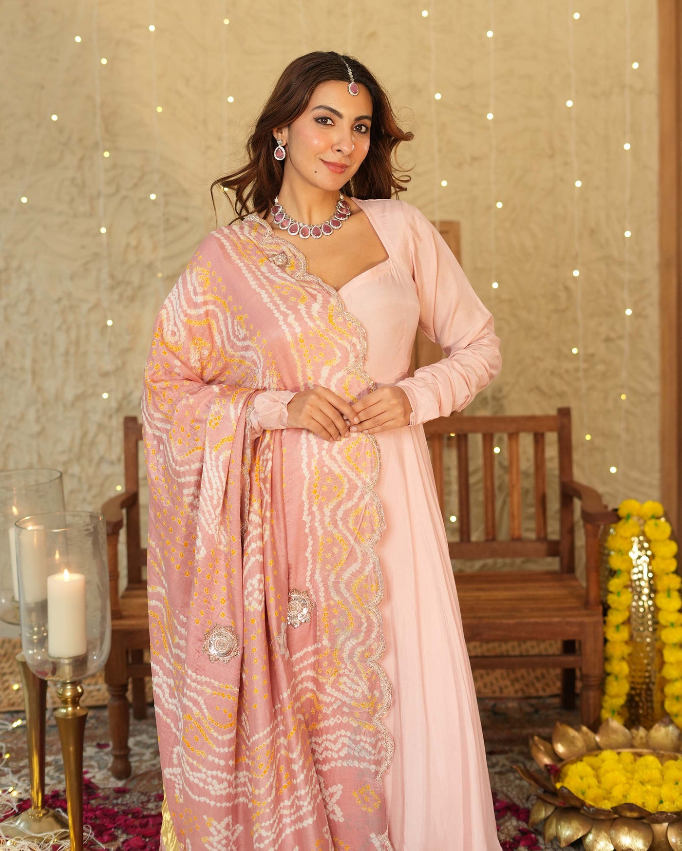 Utsav Pink Bandhani Silk Suit Set