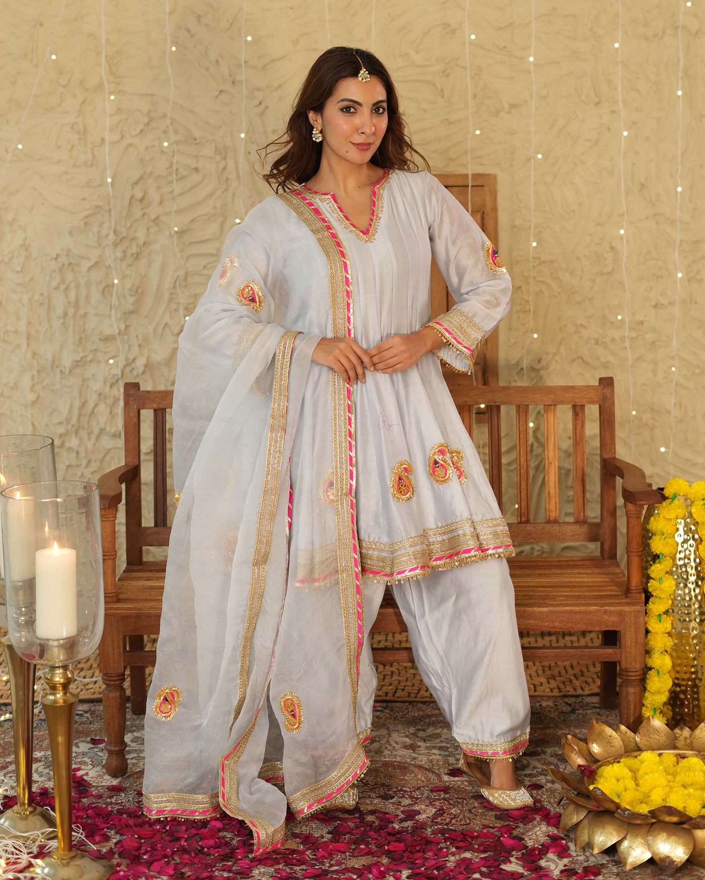 Vaani Light Blue Solid Chanderi Suit Set