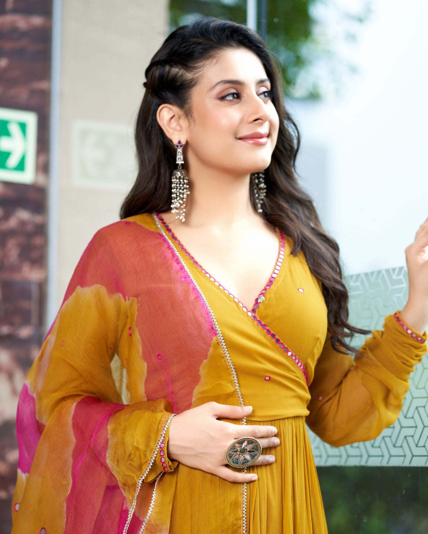 Umang Mustard Yellow Embroidered Georgette Suit Set